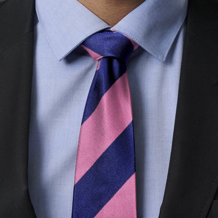 Corbata de 8 cm de seda con rayas rosas y azules for Men