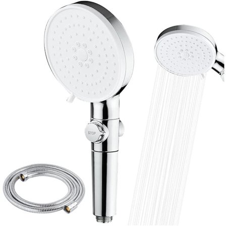 Suihkusuutin Anti-Kalk Korkeapaine Säädettävä Suihkupää 5 Tilaa 1,5 m Letkulla Kromi