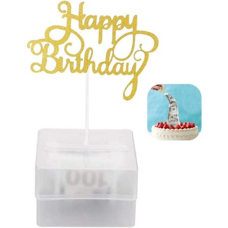 Rolig kage sparegris legetøj fødselsdagskage sparegris sæt med 20 transparente poser til fødselsdagsfest tilbehør overraskelsesgave.