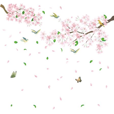 Kukkahaaran linnut perhoset seinätarrat, seinä ikkuna seinätarra, seinäkoriste olohuoneeseen makuuhuoneeseen toimistoon keittiöön