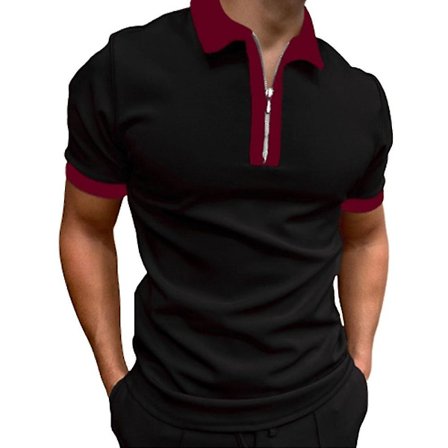 Mænds Polo Shirt Kortærmet Sommer Lynlås Krave Golf Toppe