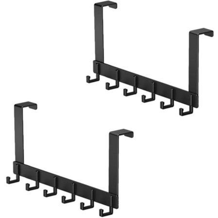 2 stk. 6 dørkroker Dørklesstativ Metall Dørklesstativ Dørhenger Organizer Klesstativ Veggklesstativ Dørkrok Kroker Hengende Dørhenger Svart
