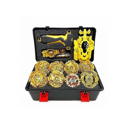 8 stk. Golden Beyblade Sett Gyro Burst Med Launcher Bærbar Oppbevaringsboks Barnegave