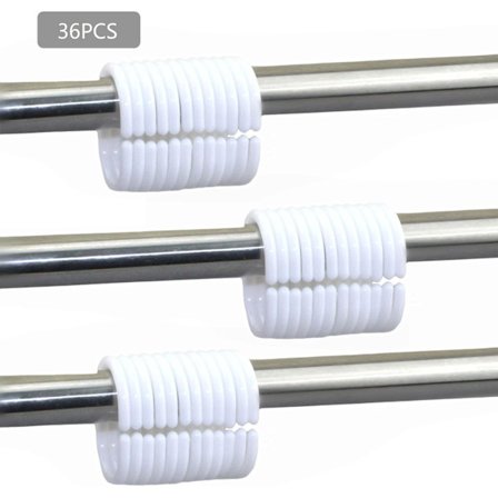 Dusjforhengringer klare, 36 pakning, transparente, 4,6 x 2,9 cm innvendig