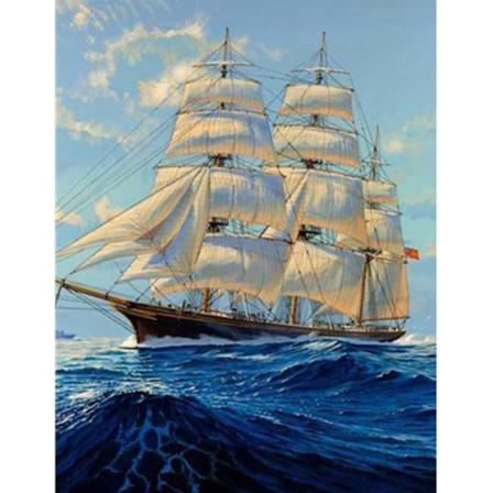 Full 5d Diy Diamond Painting Cross Stitch Vit Segelbåt Broderi M Som På Bilden 1 45x60cm