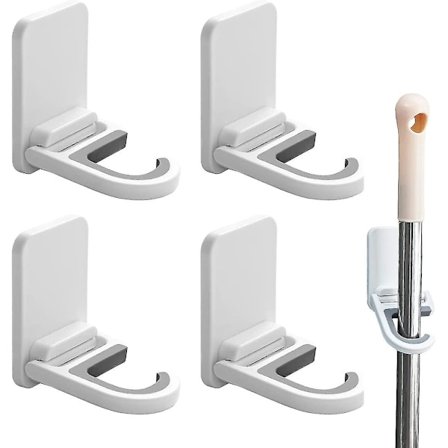Vægmonteret Kost- og Mopholder Selvklæbende Mop Opbevaring Gripper Kostophæng Fejebørste