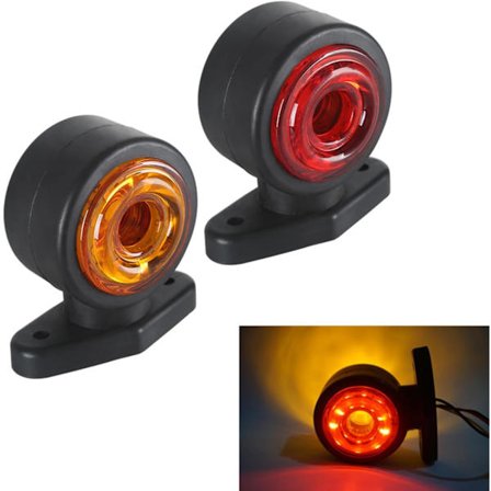 2x 16 LED Sidomarkörlampor 12/24V Trailer Sidlampa Varnings Dubbel Sidoljus Gul Vit för Lastbil Husbil Husvagn