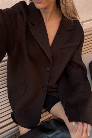 NA-KD Wool Blend Sleeve Detail Short Coat - Frakker - Brun - EU 32