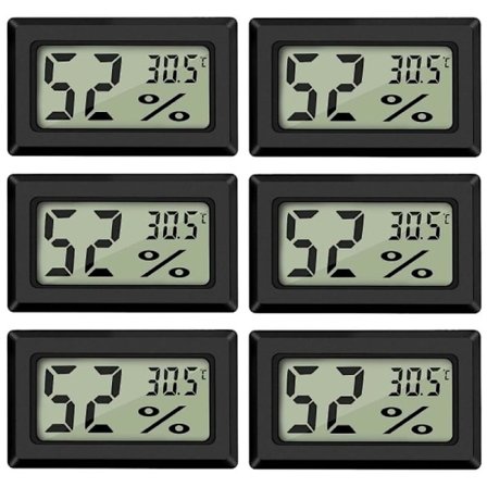 Digital Termometer Hygrometer Mini Digital Termometer Hygrometer och Fuktmätare Svart (6-pack - Fyrkantig) - Perfekt