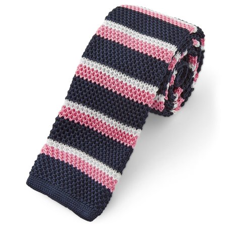 Cravate tricot rose et bleue pour hommes - Cravates slim