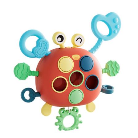 Montessori baby krabba dra leksaker Bärbara tidiga pedagogiska sensoriska leksaker Barnens dag Födelsedagspresenter blue