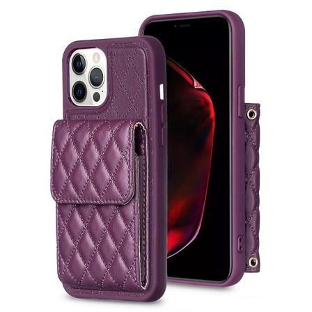 Bf22-stil case för Iphone 12 Pro Max Pu Läderbelagd Tpu Kickstand Cover Dark Purple