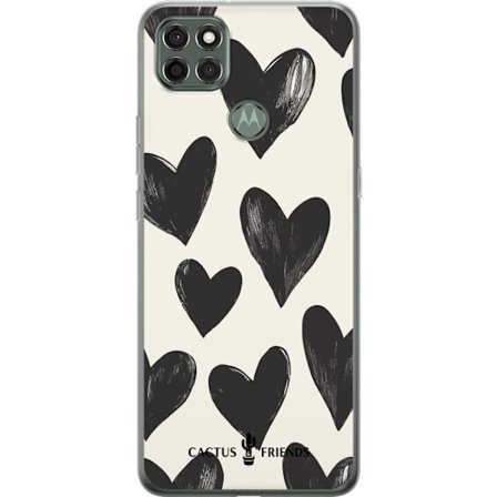 Kompatibel Mobilcover til Motorola Motorola Moto G9 Power Cactus and Friends - Bold Black Love Pattern