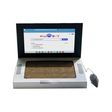 Bærbar PC-kløleke for katter med plysjmus, kattungeleke for bærbare PC-er, pote over sosiale medier for katter i alle aldre