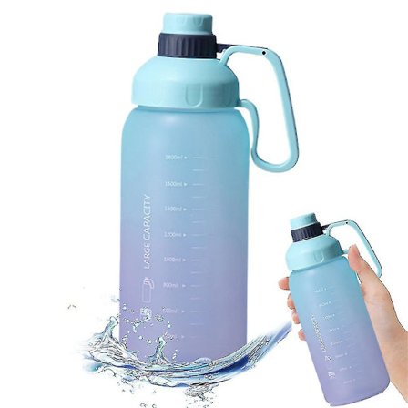 Vattenflaska med tidsmarkering: Vattenflaskor med tider att dricka, motiverande vattenflaska Yo (blå)