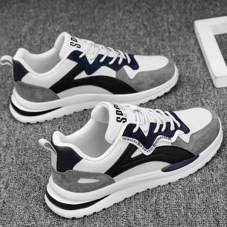 Herre Sko Efterår Nye Flade Åndbare Mode Snørebånd Sneakers Herre Komfort Sport Udendørs Løb Sko Zapatillas Ho Ho Egnet GRAY 41