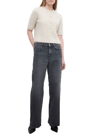 Dagmar BRUSHED CARDIGAN TOP Stickat Dam Vit L