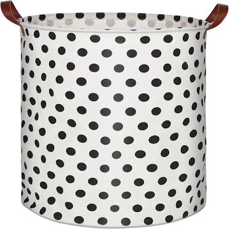 Sammenklappelig vasketøjskurv med håndtag - Sort prik 40x50cm, Stor opbevaringskurv 63L, Vandtæt stof vasketøjskurv til børn, Organiser soveværelse