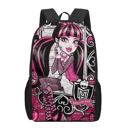 Monster High 3D-kuviollinen koululaukku lapsille, tytöille ja pojille, rento kirjalaatikko, lasten reppu, pojille ja tytöille, monitoiminen 