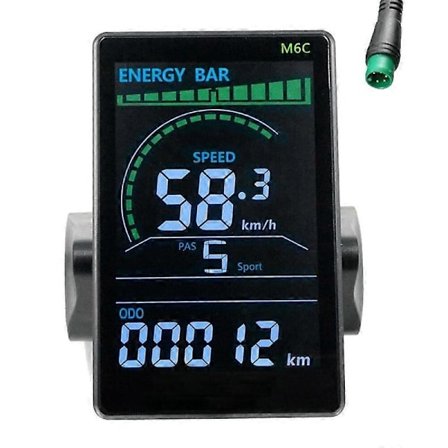 M6C Elektrisk Cykel LCD Display Mätare 24V-60V för Elektrisk Cykel (5PIN)