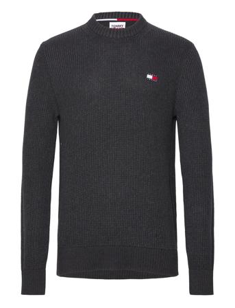 Tjm Reg Tonal Xs Badge Sweater Strikkegenser M. Rund Krage Svart Tommy Jeans*Betinget Tilbud