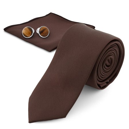 Conjunto de Acessórios para Fato Castanho com Olho de Tigre para homens - Conjuntos de lenço de bolso