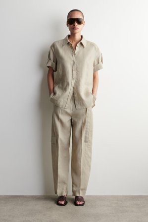 COS Folded-Sleeve Linen Shirt in Beige - Women