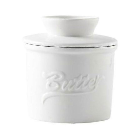 Keramisk smørkrukke med lokk, smørbart fat, beholder for myk fransk smør