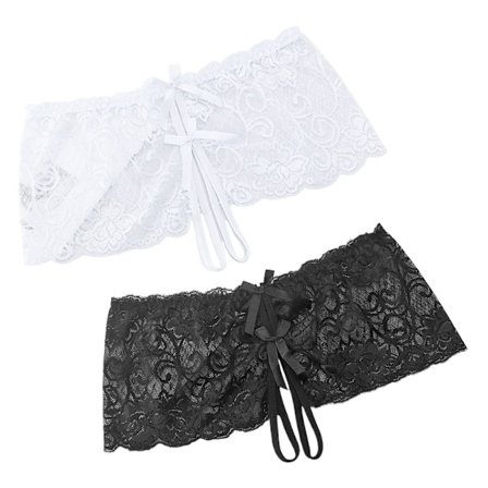 Lace Briefs G-string Strings HVIT&SORT HVIT&SORT