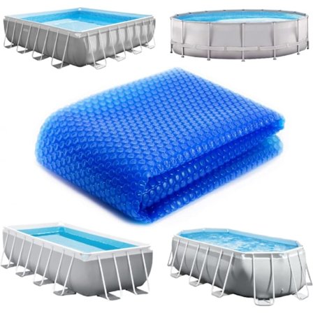 Rund, oval, firkantet eller rektangulært bobledeksel for Intex-basseng eller andre - 180 mikron - Blå - Flere størrelser tilgjengelig