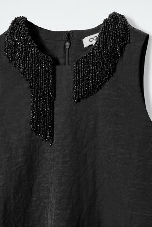 COS Women's Vestido Con Cuello Racer Adornado in Negro