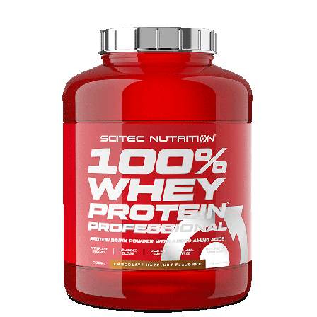 Valleprotein Scitec Nutrition 100% Whey Protein Professional 2350 g, Chocolate Hazelnut - Bodyman.dk