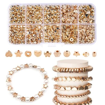500 stk CCB-perler for smykkefremstillingssats Belagt gullfarget perleboks DIY-armbånd Halskjede Tilbehør WHITE