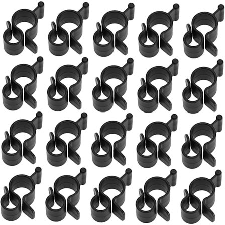 20 stk. RV Markise Rennekroge Bil Loftstang Kroge Markise Lys Ledninger Klemme Åben Ring til RV'er Havefester Campingfest PP Plast Sort Bil M