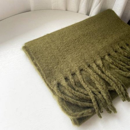 Vinternyhet mohairull imitation kashmir enfärgad scarf, förlängd och förtjockad tjock tofs, höst och vinter varm scarf