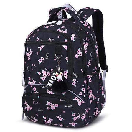 Vattentät Skolryggsäck Med Print Black
