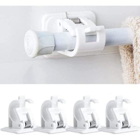 Sett med 4 selvklebende gardinstangholdere uten boring, klebende gardinstang, gardinstangbrakett A80