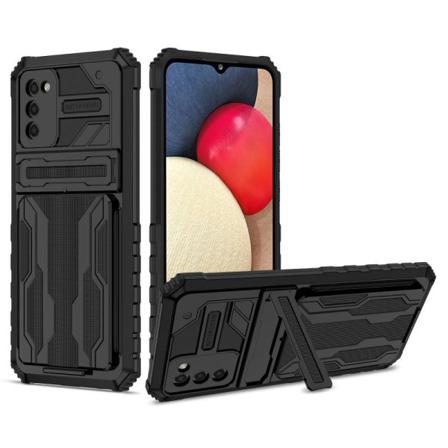 Samsung A02s Stöttåligt Skal Kickstand & Kortfack ThinArmor V3 Svart