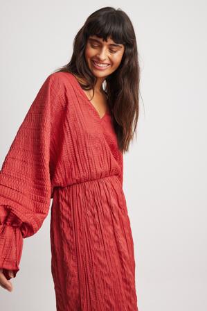 NA-KD Robe mi-longue structurée drapée - Robes drapées - Rouge - EU 32