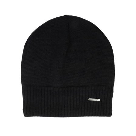 Stetson - Svart traditionalbeanie Beanie - Oversized Wv Merino-1 Black Beanie @ Hatstore