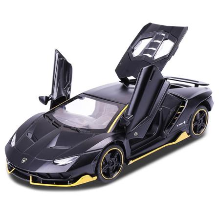 Lamborghini LP770 Gini sportbilsmodel Casting Bilmodell Leksak Barn Ljud og Ljus Dra tilbage Bil Zinklegering Leksaker for barn Present (svart)