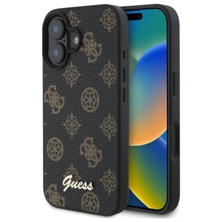 Guess Peony Script MagSafe iPhone 16 Kotelo - musta