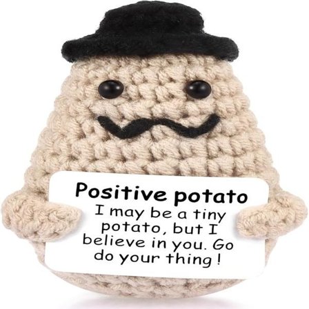 Positiv Potatis, 3 tum Mini Rolig Stickad Ull Potatis Leksak med P