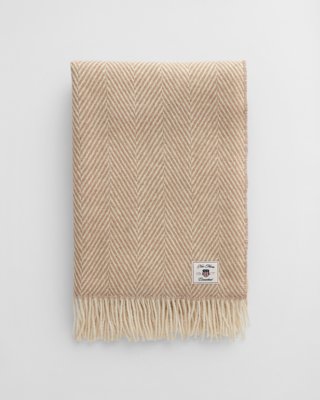 GANT - Herringbone ullpledd 130x200cm taupe beige