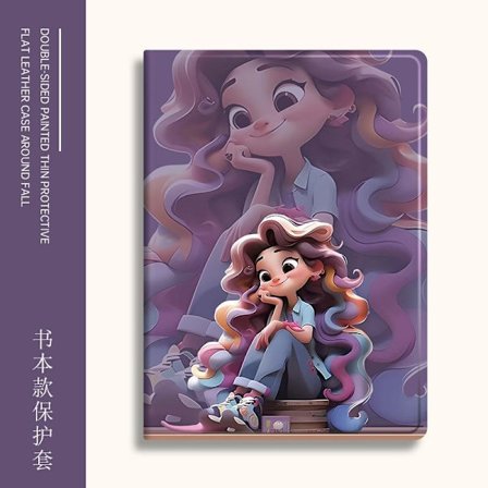 Stilrent fodral för iPad 10:e generationen 10.9" Curly Princess Lila Bok Silikon