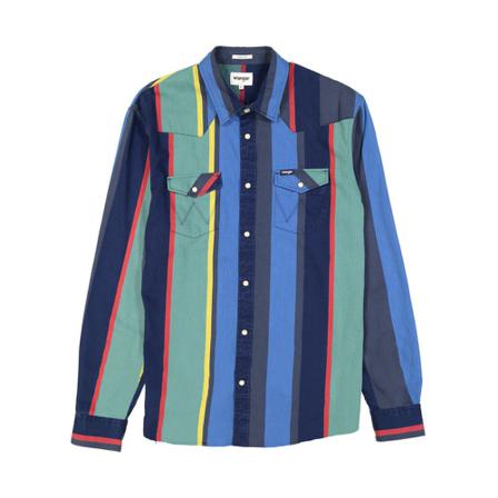 Wrangler, Shirt Western 2 Pocket Blauw, Heren, Maat:S