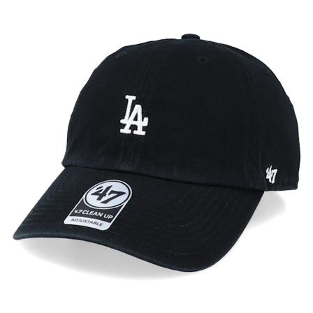 47 Brand - MLB Svart unconstructed Caps - Los Angeles Dodgers Base Runner Clean Up Black/White Adjustable @ Hatstore