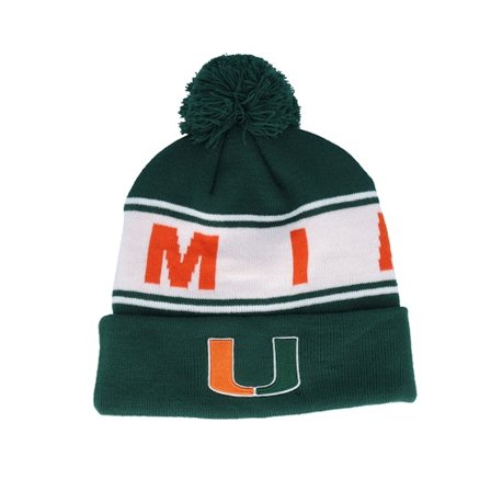 Top of the World - College Vihreä pom Beanie - Miami Hurricanes Cuffed Knit Field Green Pom @ Hatstore