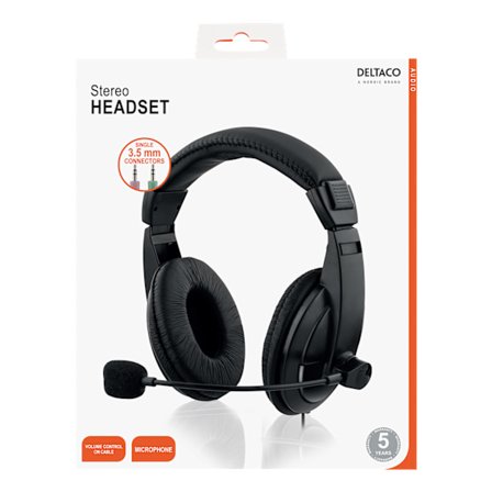 Stereo Headset, over-ear, vol control 2x3.5mm 2m