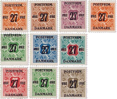 Danmark 1918 - AFA 85-93+95 - Postfrisk